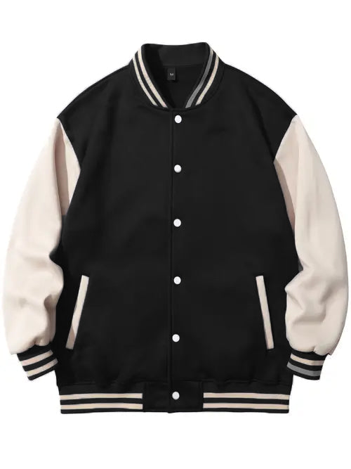 Black and white baseball varsity jacket divine shop - Premium Baseball Jacket from The Divine Shop - Just Rs.2999! Shop now at The Divine Shop