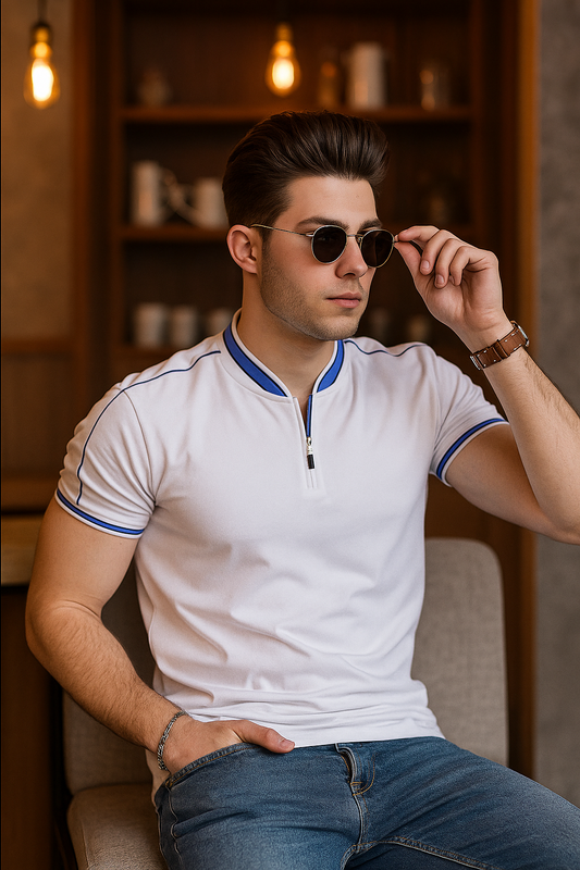 Men's polo shirts smoked polo neck