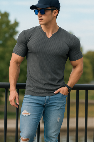 Mens knitted half sleeves shirt