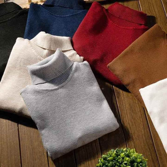 White ribbed basic high neck turtleneck sweater - Premium High Neck from My Store - Just Rs.4390! Shop now at The Divine Shop