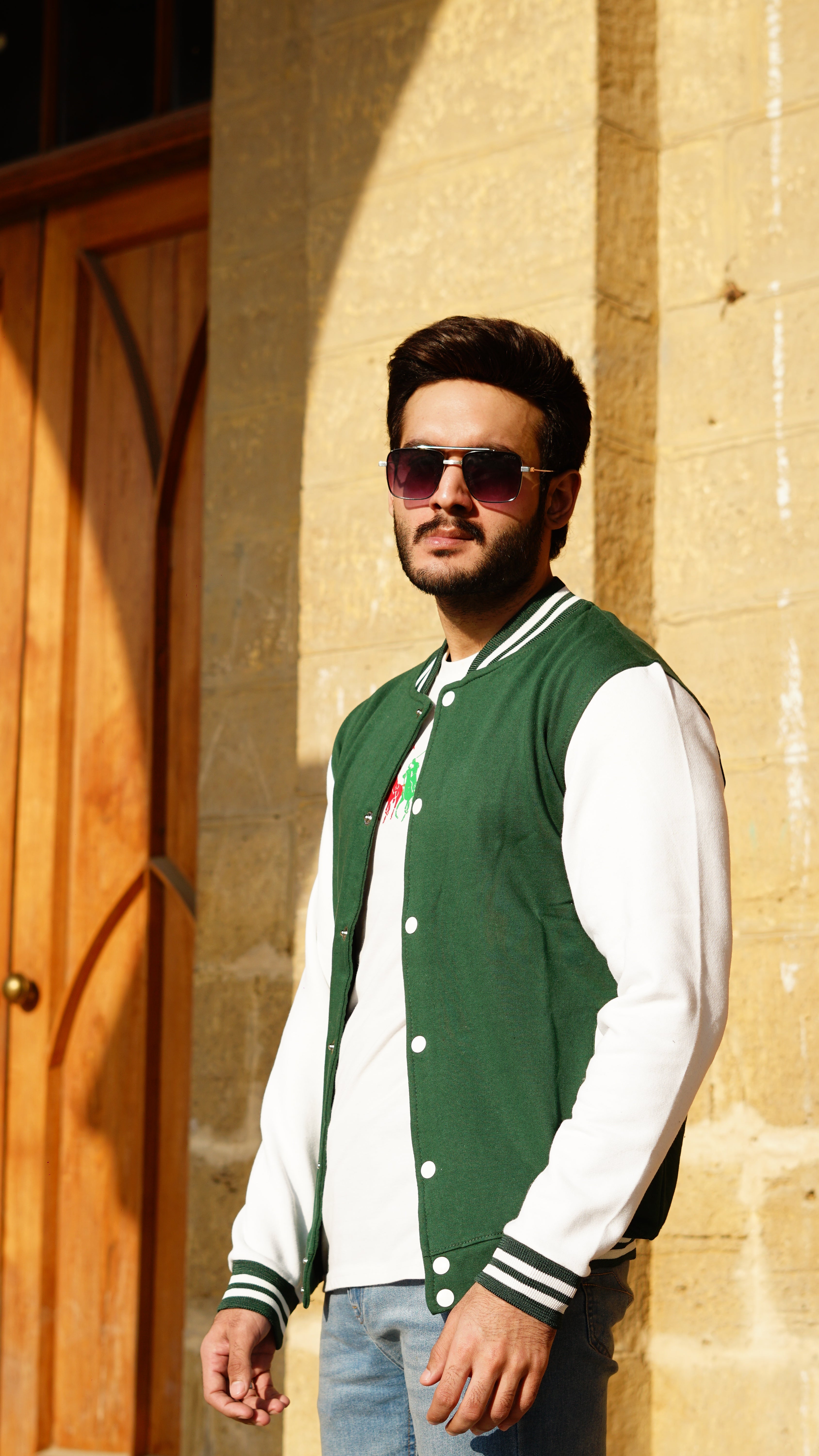 Green Baseball Varsity Jacket - Stylish & Classic Outerwear | The Divine Shop - The Divine Shop