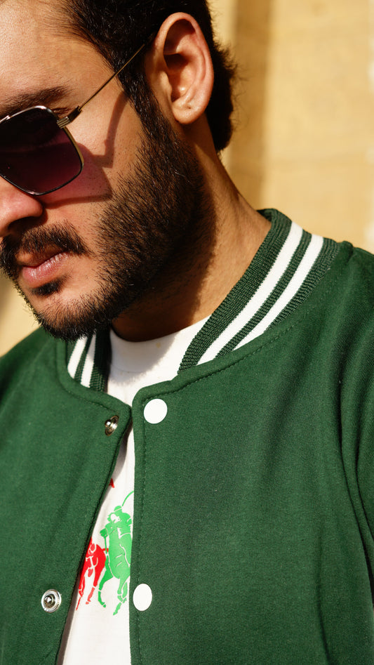 Green Baseball Varsity Jacket - Stylish & Classic Outerwear | The Divine Shop - The Divine Shop
