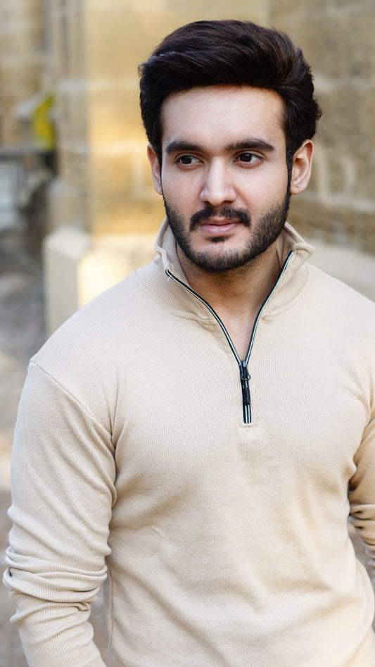 Mens half zipper knitted long sleeves shirts - Premium Sweatshirts from The Divine Shop - Just Rs.1799! Shop now at The Divine Shop