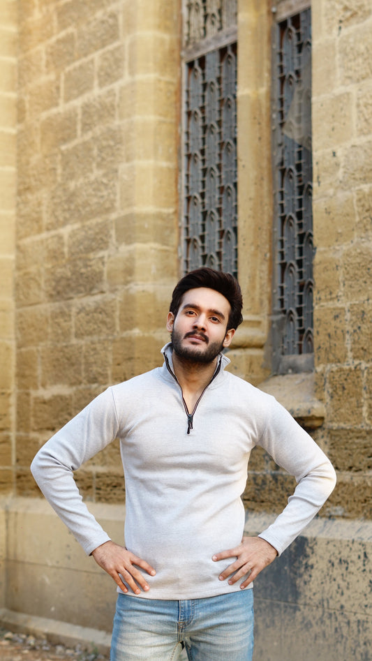 Mens half zipper knitted long sleeves sweater - Premium Sweatshirts from The Divine Shop - Just Rs.1799! Shop now at The Divine Shop