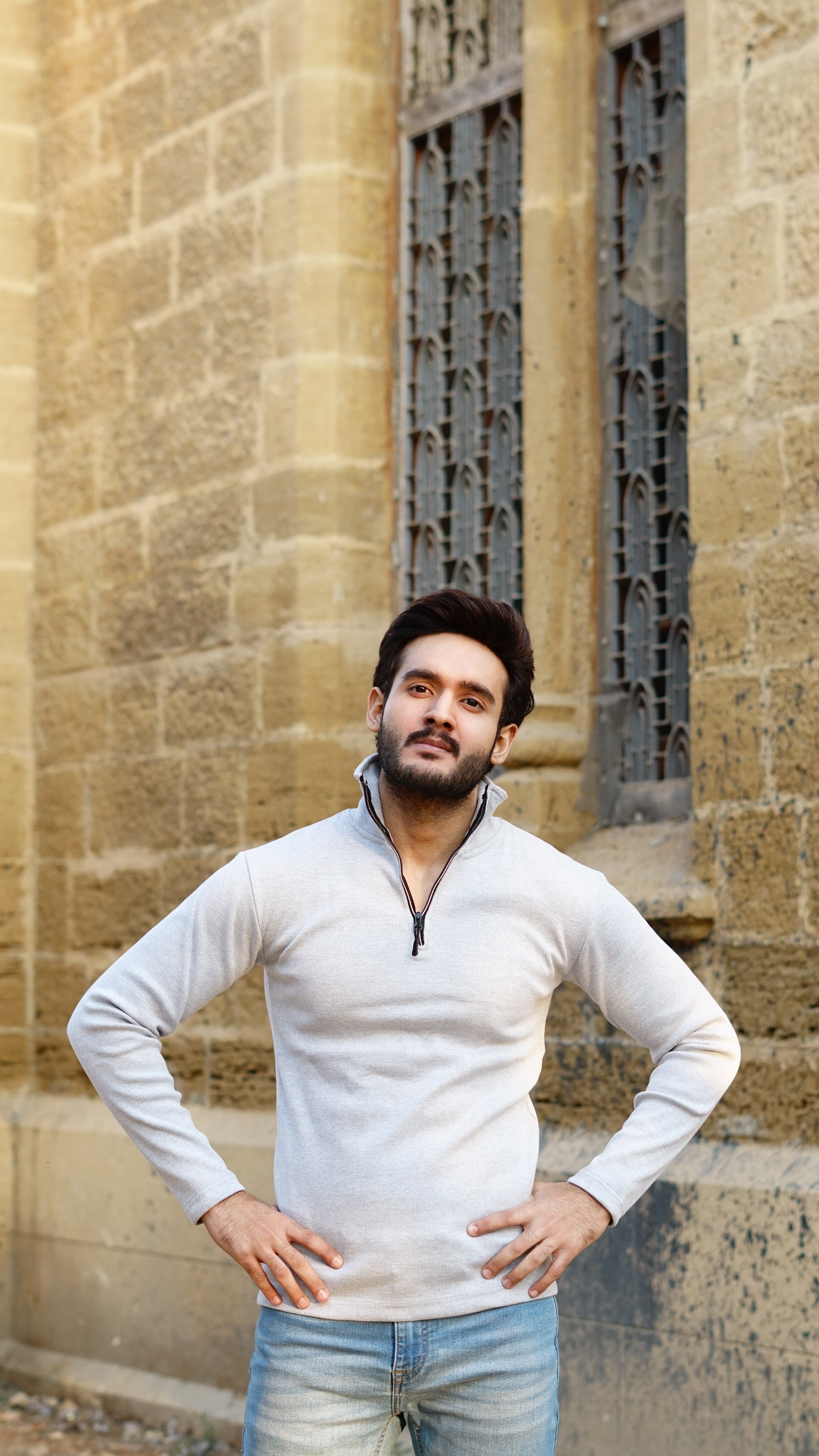 Mens half zipper knitted long sleeves shirts - Premium Sweatshirts from The Divine Shop - Just Rs.1799! Shop now at The Divine Shop