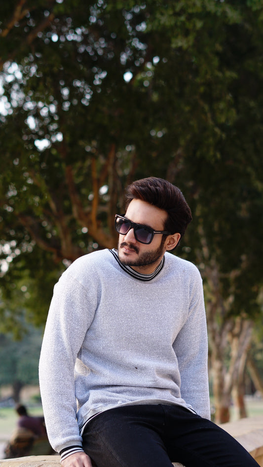 Men's cotton fleece sweaters gray and sunglasses - Premium Sweatshirts from The Divine Shop - Just Rs.1699! Shop now at The Divine Shop