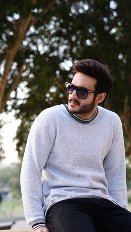Mens gray twist yarn sweatshirts - Premium Sweatshirts from The Divine Shop - Just Rs.1699! Shop now at The Divine Shop