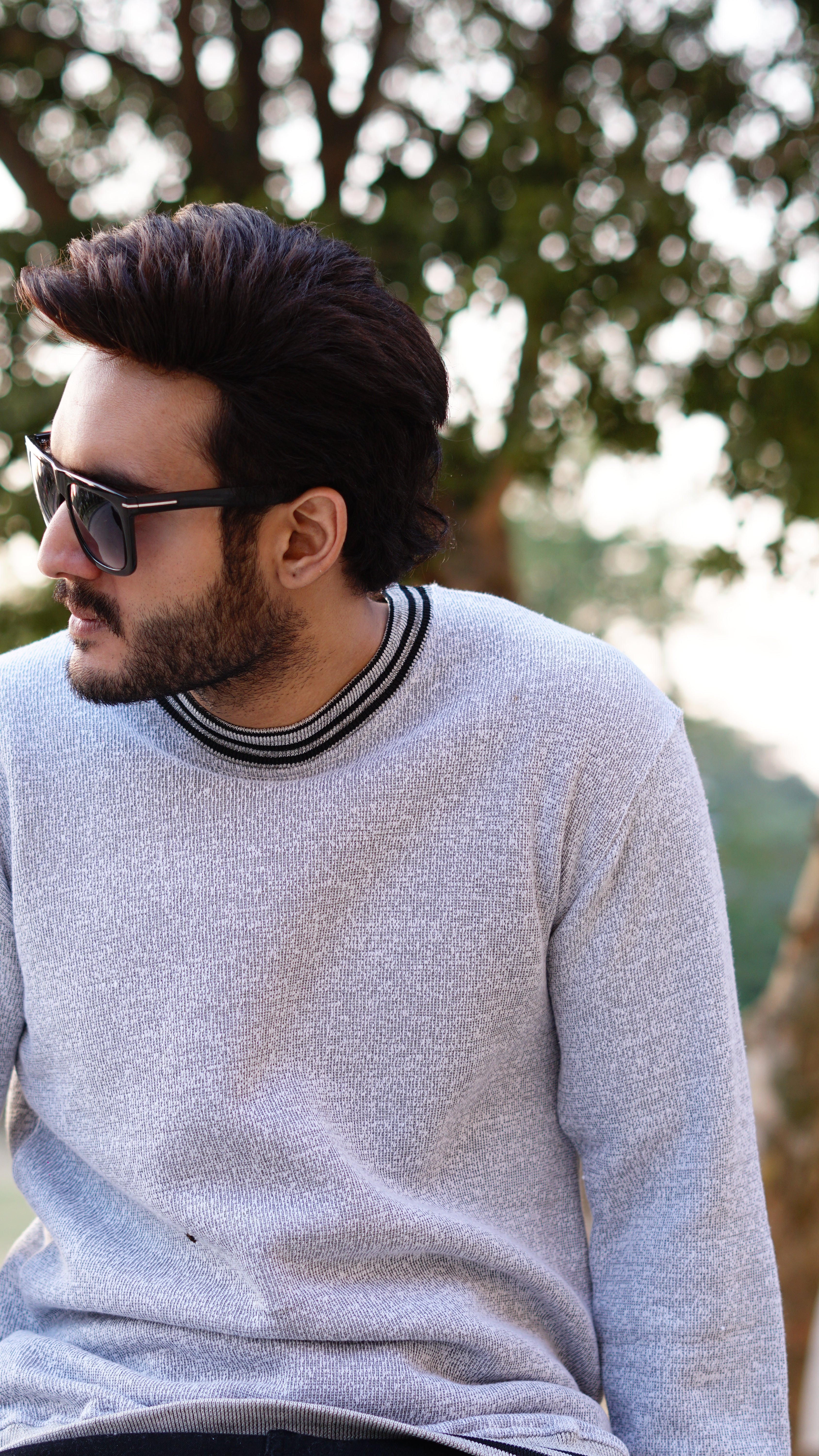 Men's cotton fleece sweaters gray and sunglasses - Premium Sweatshirts from The Divine Shop - Just Rs.1699! Shop now at The Divine Shop