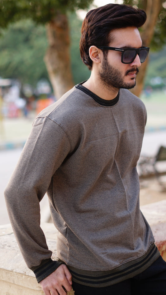 Gray cotton fleece sweatshirt for men - Premium Sweatshirts from The Divine Shop - Just Rs.1699! Shop now at The Divine Shop