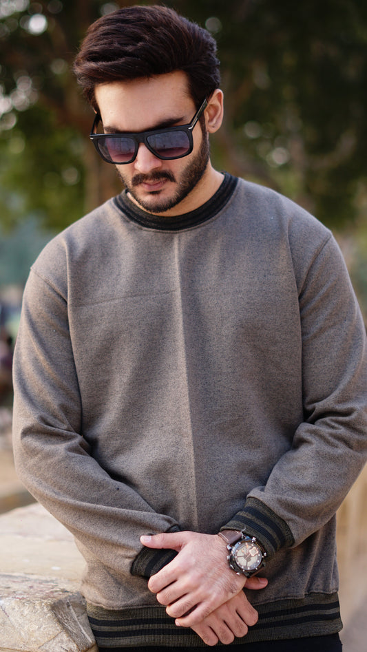 Gray cotton fleece sweatshirt for men - Premium Sweatshirts from The Divine Shop - Just Rs.1699! Shop now at The Divine Shop