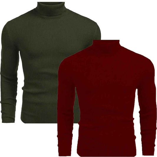 Folded turtleneck sweaters basic high neck tops - Premium High Neck from My Store - Just Rs.2899! Shop now at The Divine Shop