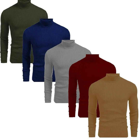 Folded stacked colorful basic high neck sweaters - Premium High Neck from My Store - Just Rs.5000! Shop now at The Divine Shop