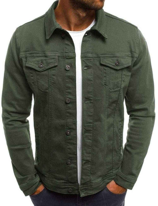Olive green denim jacket export quality green - Premium Denim jacket from The Divine Shop - Just Rs.2799! Shop now at The Divine Shop