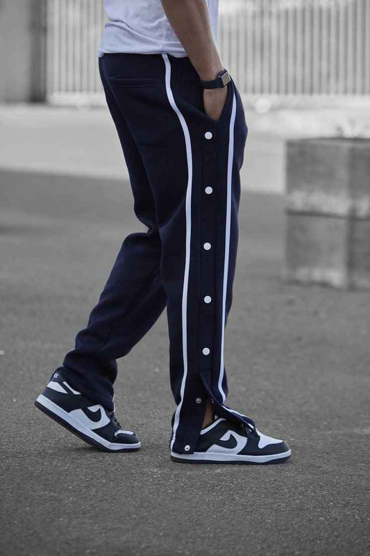 Navy blue tearaway track pants drawstring waist contrast tape - Premium Trouser from The Divine Shop - Just Rs.2250! Shop now at The Divine Shop