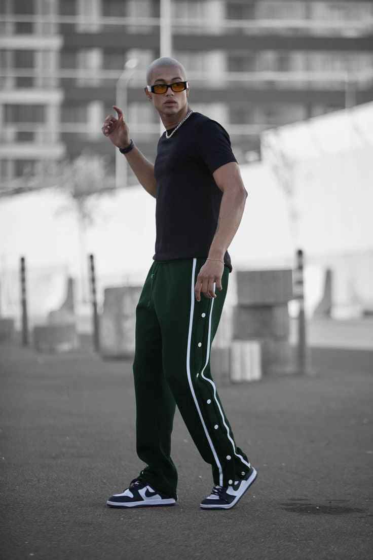 Black tearaway track pants steel grey contrast tape drawstring waist - Premium Trouser from The Divine Shop - Just Rs.2250! Shop now at The Divine Shop