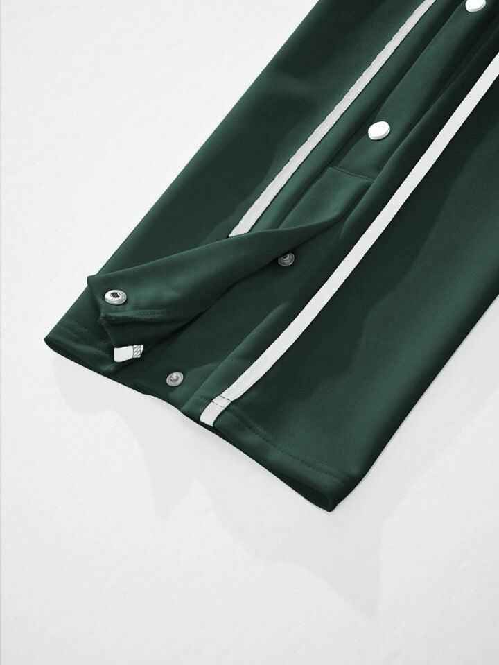Black tearaway track pants steel grey contrast tape drawstring waist - Premium Trouser from The Divine Shop - Just Rs.2250! Shop now at The Divine Shop