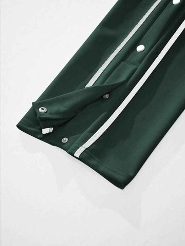 Black tearaway track pants steel grey contrast tape drawstring waist - Premium Trouser from The Divine Shop - Just Rs.2250! Shop now at The Divine Shop