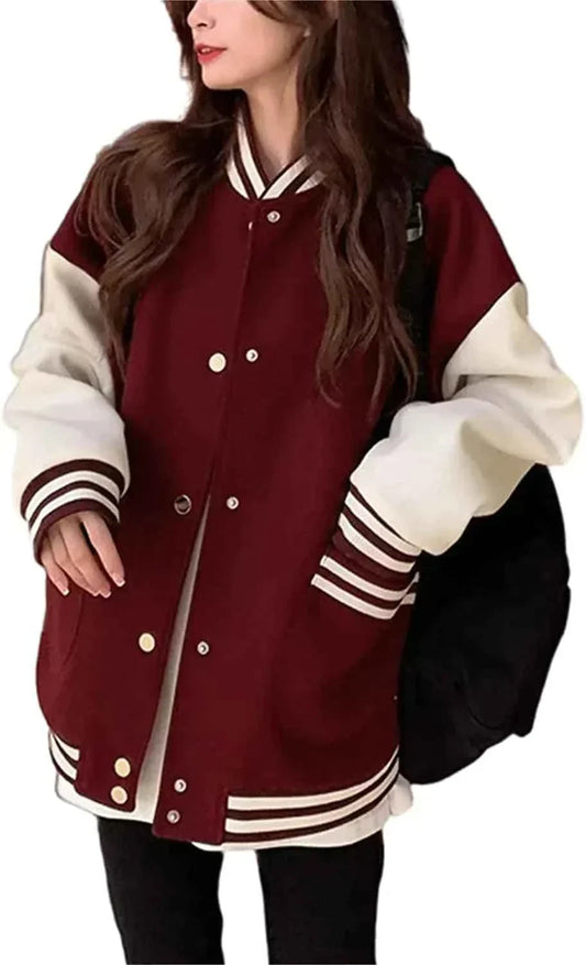 Maroon baseball jacket burgundy and white varsity - Premium Baseball Jacket from The Divine Shop - Just Rs.2999! Shop now at The Divine Shop
