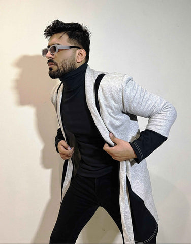 Mens turkish style contras fashion - Premium Long Coat from The Divine Shop - Just Rs.3499! Shop now at The Divine Shop