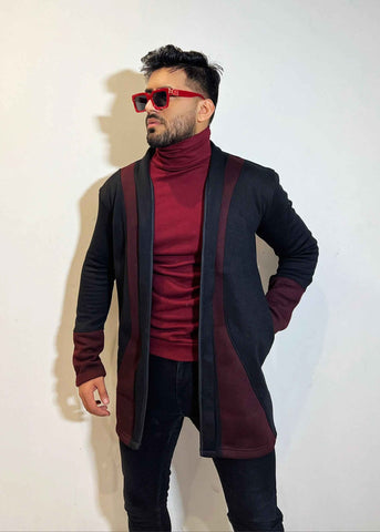 Mens turkish style contras fashion - Premium Long Coat from The Divine Shop - Just Rs.3499! Shop now at The Divine Shop