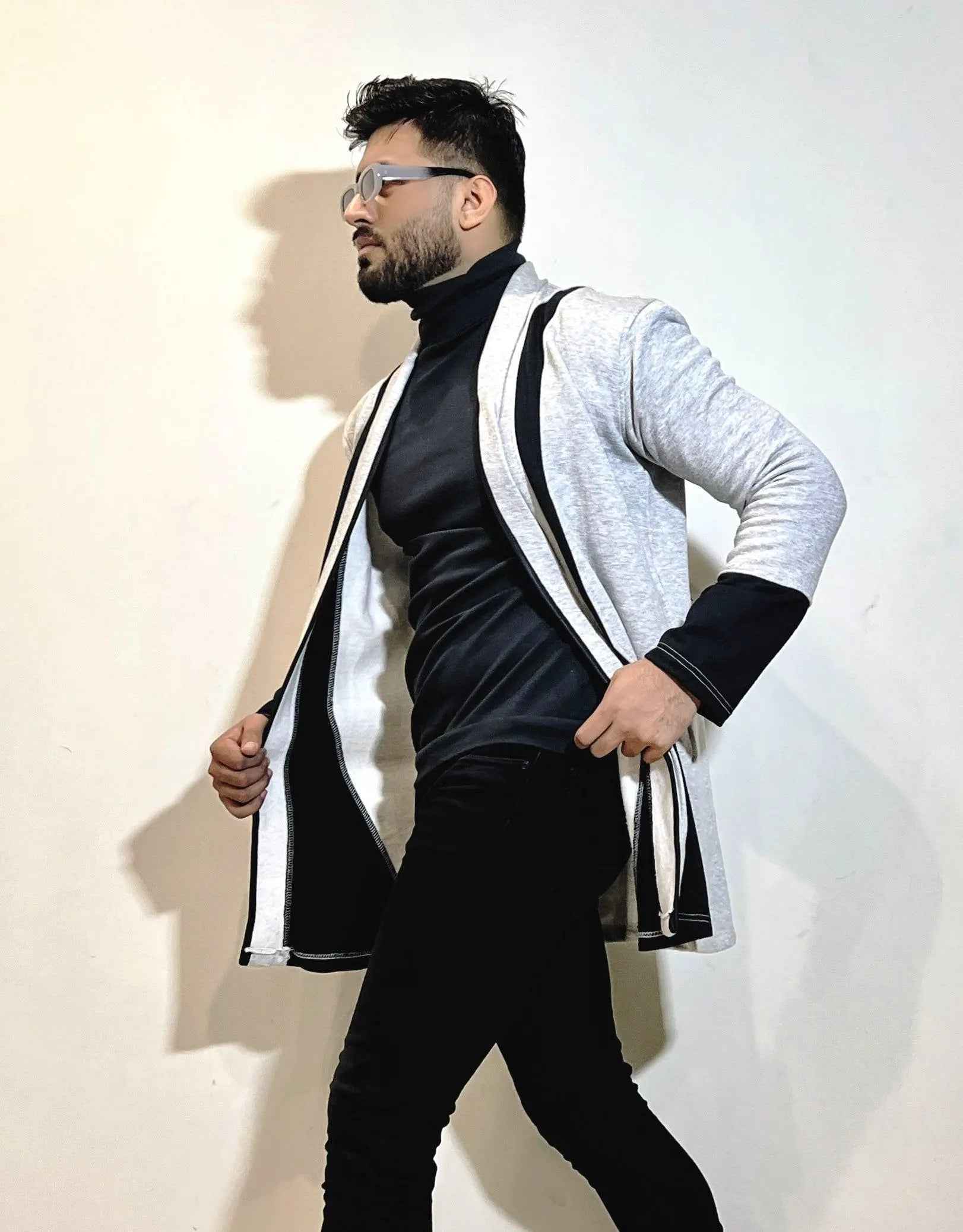 Mens turkish style contras fashion - Premium Long Coat from The Divine Shop - Just Rs.3499! Shop now at The Divine Shop