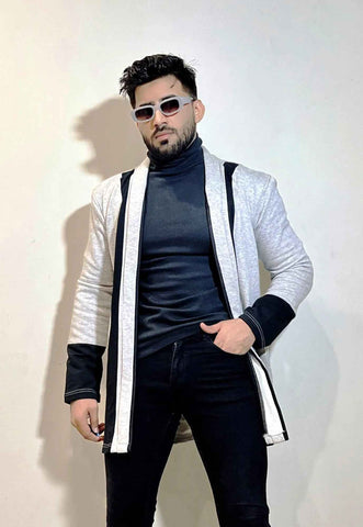 Mens turkish style contras fashion - Premium Long Coat from The Divine Shop - Just Rs.3499! Shop now at The Divine Shop