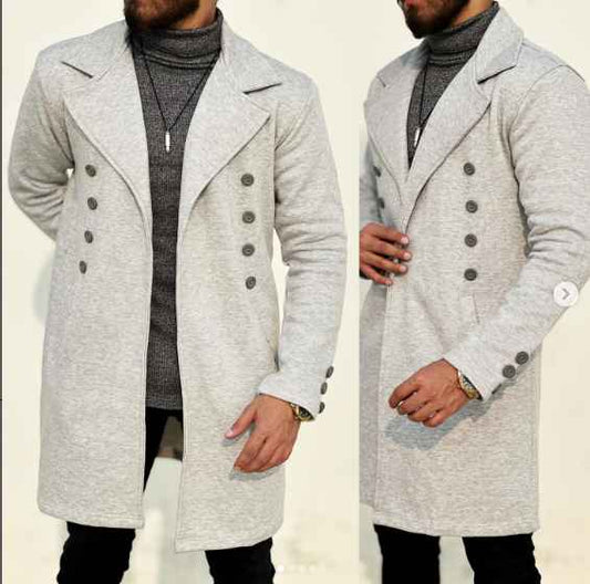 Gray turkish style double breasted overcoat - Premium Long Coat from The Divine Shop - Just Rs.3499! Shop now at The Divine Shop